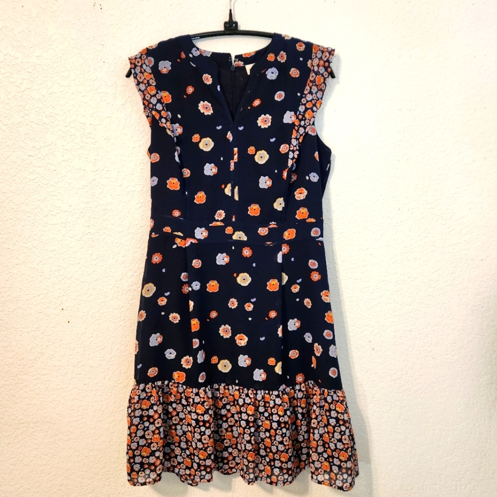 Maison Jules Floral Sleeveless Dress with Ruffle Hem, Size 4